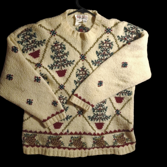 Talbots Sweaters - Cream Sweater with Floral Pattern
